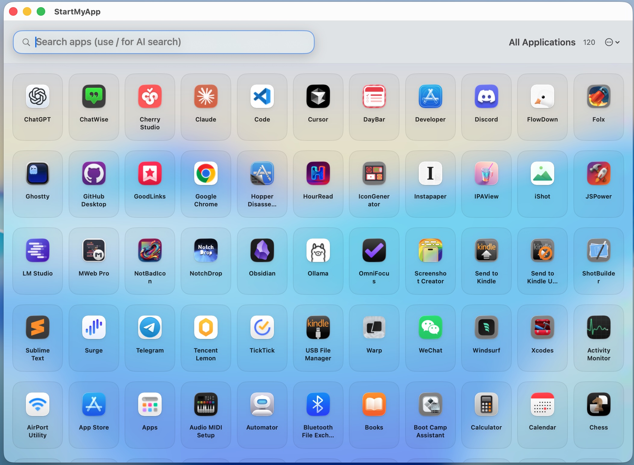 StartMyApp Interface